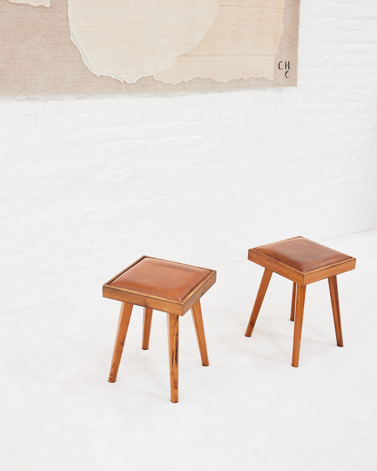 Pierre Chapo style pair of stools